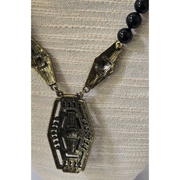 Vintage Heidi Daus Rhinestones & Black Onyx Beads Collar Statement Necklace - Picture 15 of 16